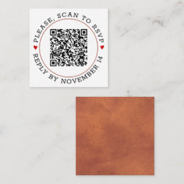 QR-code RSVP terracotta border and hearts bruiloft Informatiekaartje