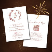 QR Code RSVP Terracotta Monogram Krans Bruiloft Kaart