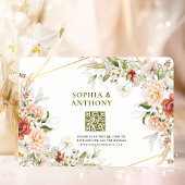 QR-code RSVP Trouwkaart – Foliage Gouden Geometris