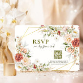 QR-code RSVP Trouwkaart – Foliage Gouden Geometris Kaartje