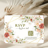 QR-code RSVP Trouwkaart – Foliage Gouden Geometris Kaartje