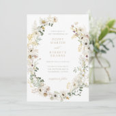 QR Code RSVP Trouwkaart Wilde Bloem Florale Kaart (Staand voorkant)