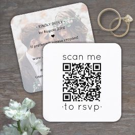 QR Code RSVP Trouwwebsite Modern Minimaal Foto Informatiekaartje