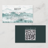 QR-code RSVP Weddenschap Rustic Mountain Pine Informatiekaartje (Voorkant / Achterkant)