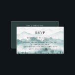 QR-code RSVP Weddenschap Rustic Mountain Pine Informatiekaartje<br><div class="desc">De details van de bruiloft en de RSVP-kaart van de omhulling zijn voorzien van een roemeense waterverf bergdenboomkaart met een QR-code.</div>