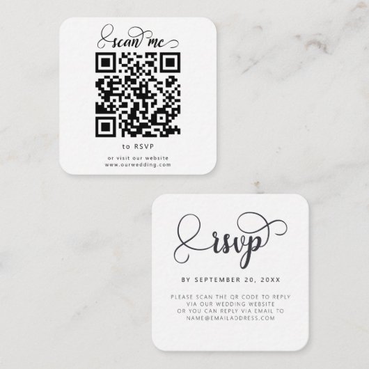 QR Code RSVP Wedding RSVP Kaarten (Voorkant / Achterkant)