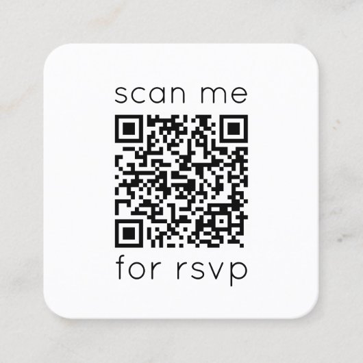 QR Code RSVP Wedding Website Square Enclosure Kaar Vierkante Visitekaartje (Voorkant)