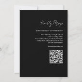 QR Code RSVP Zwart Bruiloft Kaart (Achterkant)