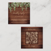 QR-code Rustic Eucalyptus Greenery Wedding RSVP Informatiekaartje (Voorkant / Achterkant)