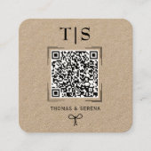 QR Code Rustic Kraft (bewerkbaar) Budget Bruiloft Vierkante Visitekaartje (Voorkant)