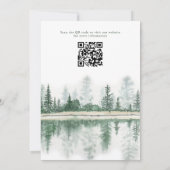 QR-code Rustic Mountain Forest Waterverf Wedding Kaart (Achterkant)