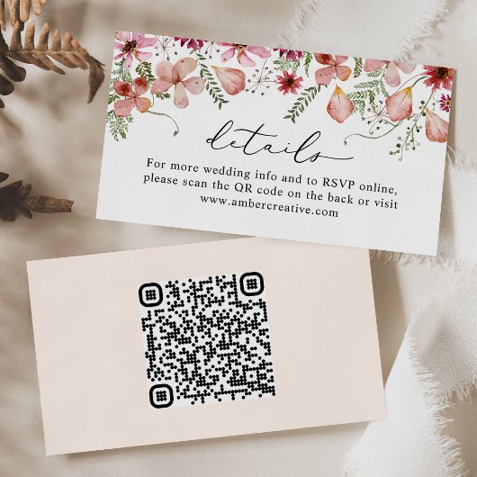 QR code Rustic Wedding Details Enclosure Kaart Visitekaartje