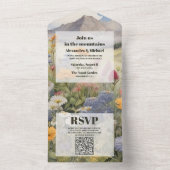 QR Code Rustiek Bergbos Evergreen Bruiloft All In One Uitnodiging (Binnen)