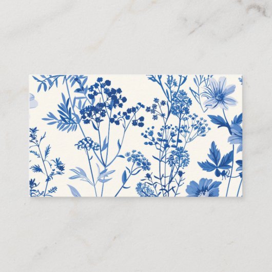 QR-code Rustiek Blauw Wildflower Wedding Informatiekaartje (Achterkant)