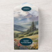 QR-code rustieke berg weide bruiloft All In One Uitnodiging (Buitenkant)