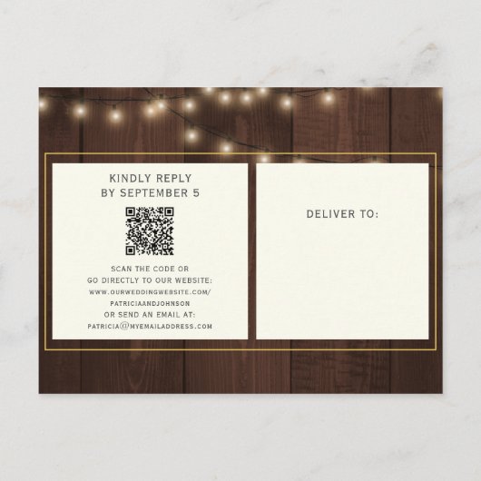 QR code rustieke bloemenfoto bruiloft alles in één Uitnodiging Briefkaart (Achterkant)