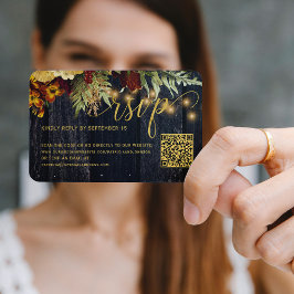 QR-code rustieke herfst bloemenbruiloft RSVP-behui Informatiekaartje