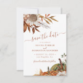 QR code rustieke moderne terracotta bloemenbruilof Save The Date (Voorkant)