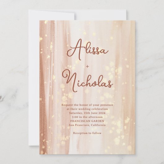 QR code Rustieke Terracotta Gouden Waterverf Bruil Kaart (Voorkant)