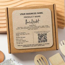 QR-code rustieke Texas cottage wet voedsellabel Vierkante Sticker