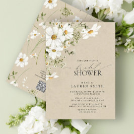 QR Code Rustieke Waterverf Daisy Vrijgezellenfeest Kaart