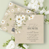 QR Code Rustieke Waterverf Daisy Vrijgezellenfeest Kaart