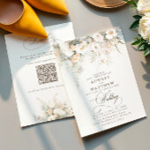 QR Code Rustieke Witte Bloemen Wedding Kaart