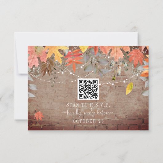 QR-code Rustige Brick Fall Wedding RSVP Kaartje (Voorkant)