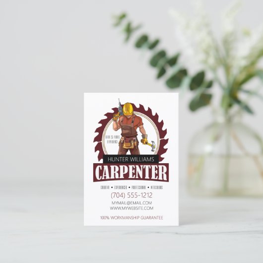 QR Code Rustige Carpenter Tools Woodwerker Vertica Visitekaartje (Staand voorkant)