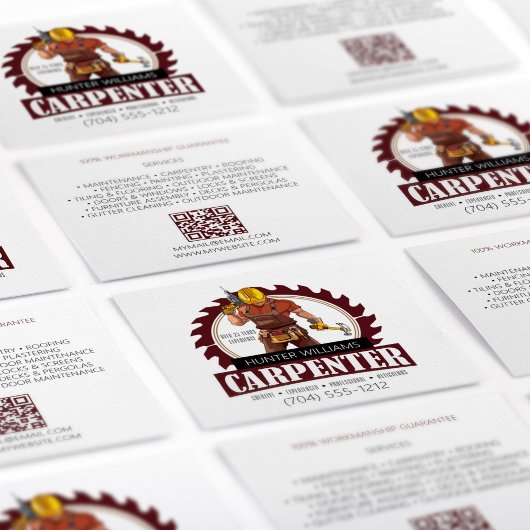 QR Code Rustige Carpenter Tools Woodwerker Vierkante Visitekaartje