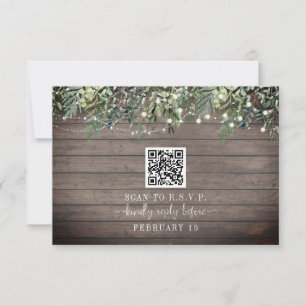 QR-code Rustige houten plaat Botanische bruiloft R RSVP Kaartje