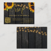 QR-code rustige zonnebloempelegante bruiloft RSVP Informatiekaartje (Voorkant / Achterkant)