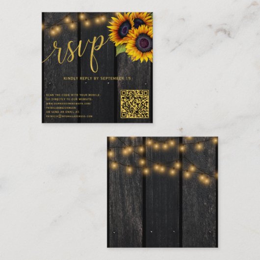 QR code rustige zonnebloempitten RSVP Informatiekaartje (Voorkant / Achterkant)
