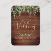 QR Code Rustisch hout Botanische bruiloft Uitnodig Informatiekaartje (Voorkant)