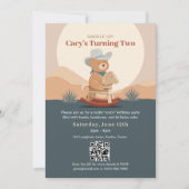 QR Code Saddle Up Teddybeer Cowboy Verjaardag Kaart (Voorkant)