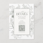 QR Code Sage Green Floral Weddenschap Details Informatiekaartje (Voorkant)