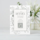 QR Code Sage Green Floral Weddenschap Details Informatiekaartje (Staand voorkant)