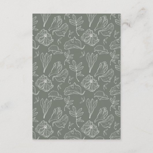 QR Code Sage Green Floral Weddenschap Details Informatiekaartje (Achterkant)