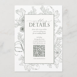 QR Code Sage Green Floral Weddenschap Details Informatiekaartje