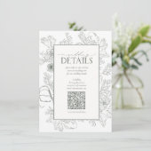 QR Code Sage Green Floral Weddenschap Details Informatiekaartje (Staand voorkant)