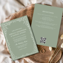 QR Code Sage Green Minimal Wedding