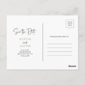 QR-code | Sage Green Moderne Foto Sla de datum op Briefkaart (Achterkant)