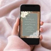 QR Code Sage Green Rustic Wood Script Weddenschap  Kaart