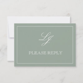 QR Code Sage Green Script Monogram Trouw RSVP Kaartje