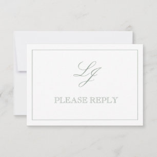 QR Code Sage Green Script Monogram Trouw RSVP Kaartje