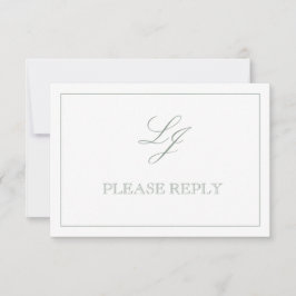 QR Code Sage Green Script Monogram Weddenschap RSV RSVP Kaartje