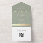QR Code Sage Green Wedding All In One Uitnodiging (Binnen)