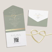 QR Code Sage Green Wedding All In One Uitnodiging