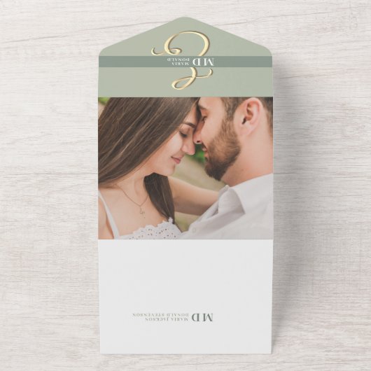 QR-code Sage Green Wedding All in One Uitnodiging (Buitenkant)