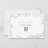 QR Code Sage Groen Bladgroen Lijst Rustieke Bruilo RSVP Kaartje (Achterkant)